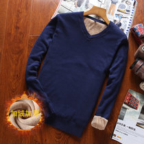 龙中龙 毛衣男士针织衫冬季韩版潮流加绒加厚款秋冬装(深蓝色 XL)