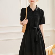 真丝显瘦连衣裙(黑色 165/88A)
