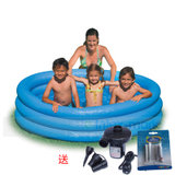 美国INTEX58446 水晶蓝充气游泳池/水池/透明游泳池/球池(标配+电泵+修补套装)