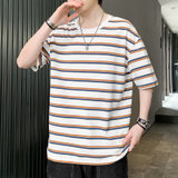 X17短袖T恤男夏季纯棉修身半袖上衣韩版潮流薄款帅气五分袖XCF0135(白色 M)