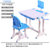 缘诺亿 跨境出口儿童学习桌书桌可升降小孩桌子多功能写字桌椅组合套装(T8蓝桌椅阅读架)
