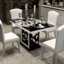 第六日现代简约餐桌椅组合 钢化玻璃烤漆不锈钢桌台大小户型(一桌六椅(2,3号椅子))