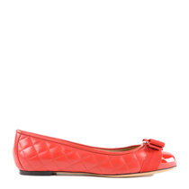 Salvatore Ferragamo女士红色缝皮革平底鞋 01-M831-6721047.5红 时尚百搭