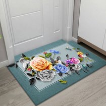 进门地垫入户地毯门垫卧室简约厨房浴室卫生间门口防滑垫吸水脚垫(60*90厘米 灰边框花)