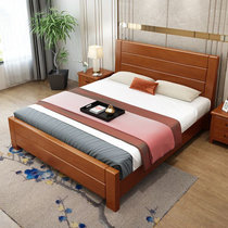 美天乐 床 实木床 1.5米1.8米现代简约婚床 新中式高箱储物床 单双人床(1.8*2米海棠色 床+床垫)