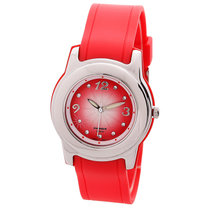 百圣牛（PASNEW）手表 时尚可爱水钻金属外壳50米防水运动表 女孩学生石英表406(红色)
