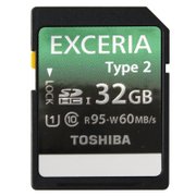 东芝（TOSHIBA）EXCERIA Type2型 32GB Class10 SDHC存储卡（最高读写速度高达读取95MB/s、写60MB/s(Type2))