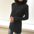 女式秋冬纯色中长款高领麻花针织弹力修身毛衣 DELUXSEY(黑色)