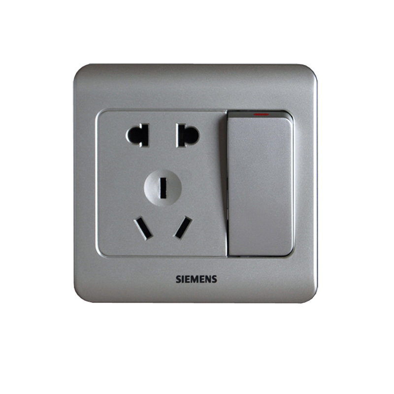 西门子开关插座远景系列彩银五孔插带开关插座