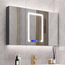 防雾智能浴室镜柜组合箱带LED灯挂墙式卫生间洗手间梳妆镜子定制(【60*105】 标准储物镜柜)