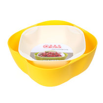 西派珂双层创意水果盘零食糖果干果盒欧式时尚水果盆套装组合果盆(黄白套装)