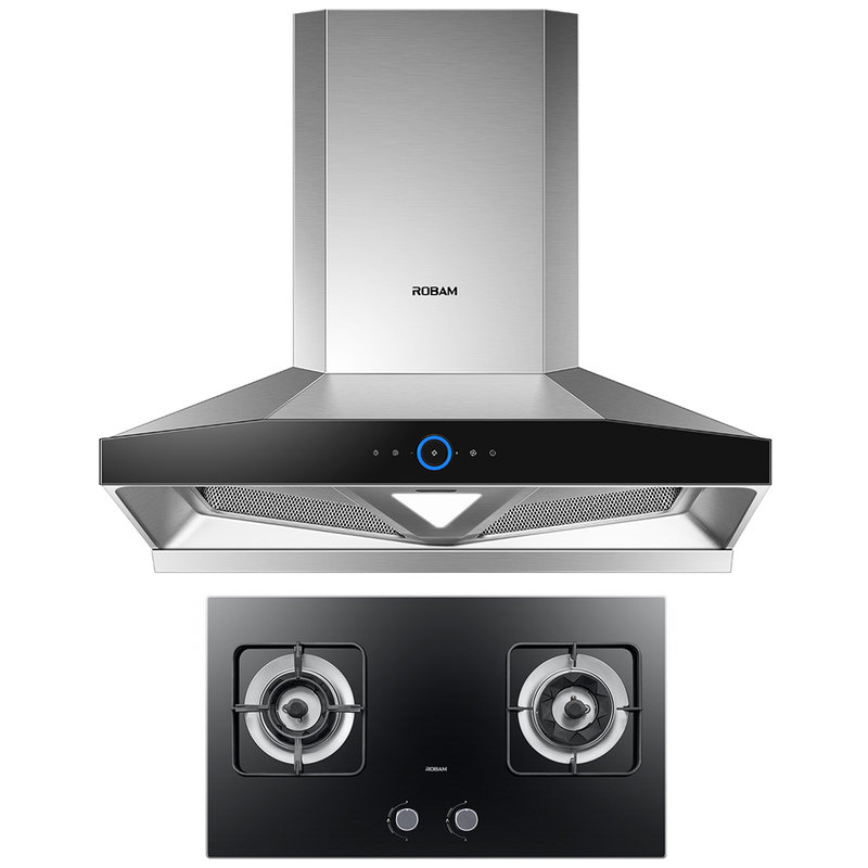 老板robamcxw2608235sjzt9b00欧式大吸力钢化玻璃嵌入式烟灶套餐