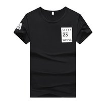FGN/富贵鸟 短袖T恤男字母印花修身圆领半袖t恤 17030FGT25(黑色 4XL)