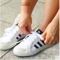阿迪达斯adidas三叶草男鞋帆布鞋女百搭女鞋透气布鞋学生板鞋休闲鞋情侣鞋(黑白色 39)