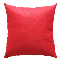 时尚卡通抱枕套纯色亚麻靠垫靠包 办公室腰枕座椅沙发方枕汽车抱枕芯(红色 45x45套子+芯)