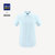 HLA/海澜之家休闲条纹短袖衬衫水洗舒适短衬男HNECJ2R013A(蓝色 S)