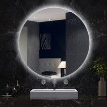 轻奢简约led壁挂浴室镜智能镜卫生间化妆带灯发光镜子挂墙式(80cm【白光-圆镜款】)