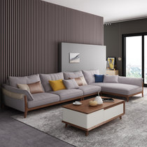 a家家具 现代简约布艺沙发组合客厅小户型轻奢北欧风格家具DB1579(浅绿色 三人位+中位+右贵妃位)