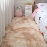 北欧ins地毯客厅茶几卧室少女满铺可爱网红床边地毯垫子地垫毛毯(长毛浅驼色（扎染）)