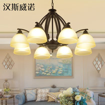 汉斯威诺铁艺灯饰客厅灯卧室餐厅吊灯 大气北欧灯具美式乡村吊灯HS720103(55cm 3头 黑色)