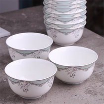 浩雅陶瓷碗具套装10只装景德镇骨瓷欧式米饭碗汤碗 丽人风尚(白色)