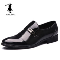 米斯康秋季新款男鞋软皮商务皮鞋英伦潮流休闲软皮套脚单鞋1866(黑色)