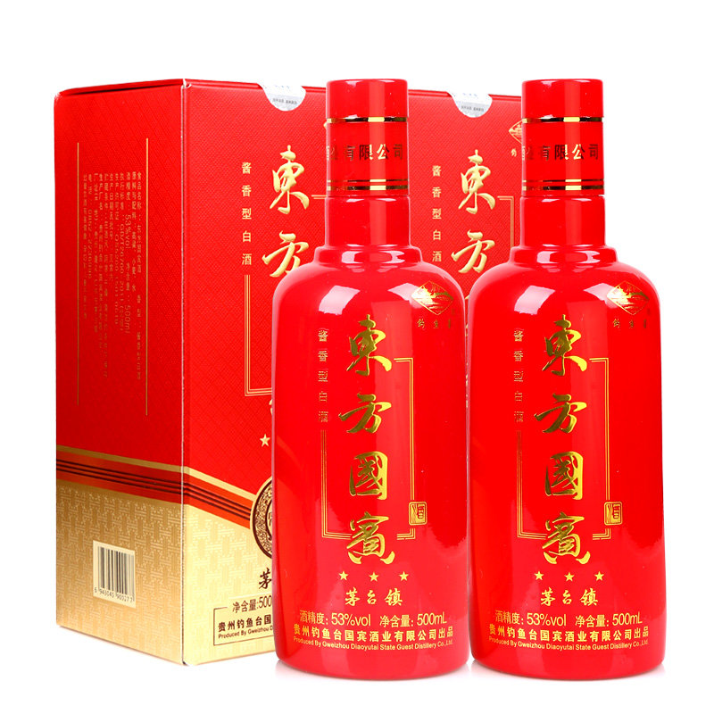 钓鱼台 东方国宾·三星 酱香型白酒 礼盒装 53度500ml*2【图片 价格
