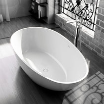 人造石浴缸 小户型家用舒适一体式浴缸薄边独立式 成人卫生间浴缸 酒店民宿椭圆型