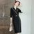 MISS LISA韩版时尚气质中长款V领高腰连衣裙大码裙子YWZ8116(黑色 M)