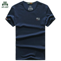 战地吉普AFSJEEP夏装新款纯棉弹力圆领短袖T恤衫 1727男士polo衫(蓝色)