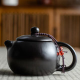 家用陶瓷茶壶泡茶水壶大小号单壶耐热玻璃花茶壶茶具送茶杯套装(定窑亚光黑西施壶)