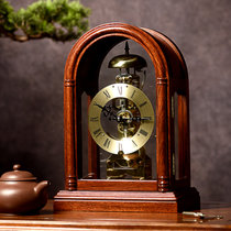 汉时欧式轻奢装饰座钟机械实木客厅复古时钟新中式古董钟表HD13(花梨木国产14天机芯)