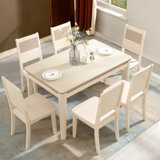 A家 小户型长方形现代简约时尚餐桌椅组合餐厅钢化玻璃餐桌子饭桌(餐桌)