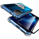 荣耀x10手机壳 Honor X10手机保护壳/套 TEL-AN00a透明硅胶全包防摔气囊保护套+全屏钢化膜
