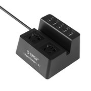 奥睿科（ORICO）ODC-2A5U 智能5口USB数码充电器 2位插座/插排/插线板/接线板(黑色 1.5M)