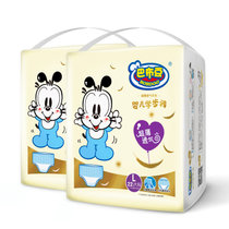 巴布豆 超薄透气拉拉裤M24片/L22片/XL20片/XXL18片*2包组合装四码可选 干爽超薄透气学步裤 男宝女宝通(L 22*2 44片)