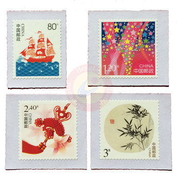 2013年贺卡专用不干胶邮票 一帆风顺 流光溢彩 美好祝福 竹报平安