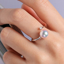 风下Hrfly 蕞能打动人心的珍珠戒指 8-8.5mm 正圆 Ji光 几乎无暇 Akoya海水珍珠 18K金钻石戒指