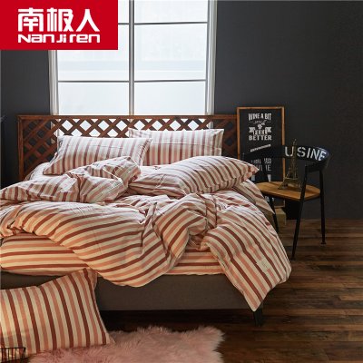 南极人 全棉水洗棉四件套纯棉1.8m床上用品被罩简约双人床单被套4件套(条纹红 1.5/1.8米床通用款) 南极人 全棉水洗棉四件套纯棉1.8m床上用品被罩简约双人床单被套4件套(条纹红 1.5/1.8米床通用款)