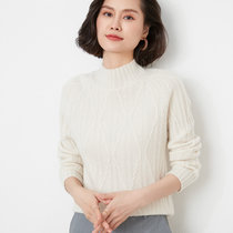 2021秋冬新款女半高领毛衣100%纯羊毛衫修身加厚打底气质减龄上衣(XL 白色)