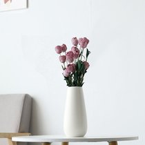 简约现代陶瓷花瓶家居客厅创意台面摆件小清新干花艺水培白色花器(芳华 - 白【3束仿真曼莎玫瑰 -粉色】)