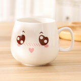 创意可爱表情杯子带盖带勺陶瓷杯潮流牛奶杯韩版咖啡杯马克杯水杯(单杯可爱)