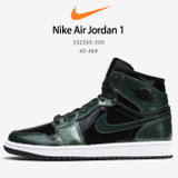 耐克Nike Air Jordan 1 HIGH AJ1 乔1 小闪电墨绿 黑色漆皮男子休闲篮球鞋 332550-300(图片色 40)