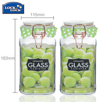 乐扣乐扣透明玻璃储物罐密封罐玻璃瓶子蜂蜜柠檬玻璃储物瓶酵素瓶(2件套1400ml)