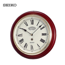 精工(Seiko)挂钟 钢琴漆木质欧式罗马字面复古静音挂钟QXA143B棕褐色