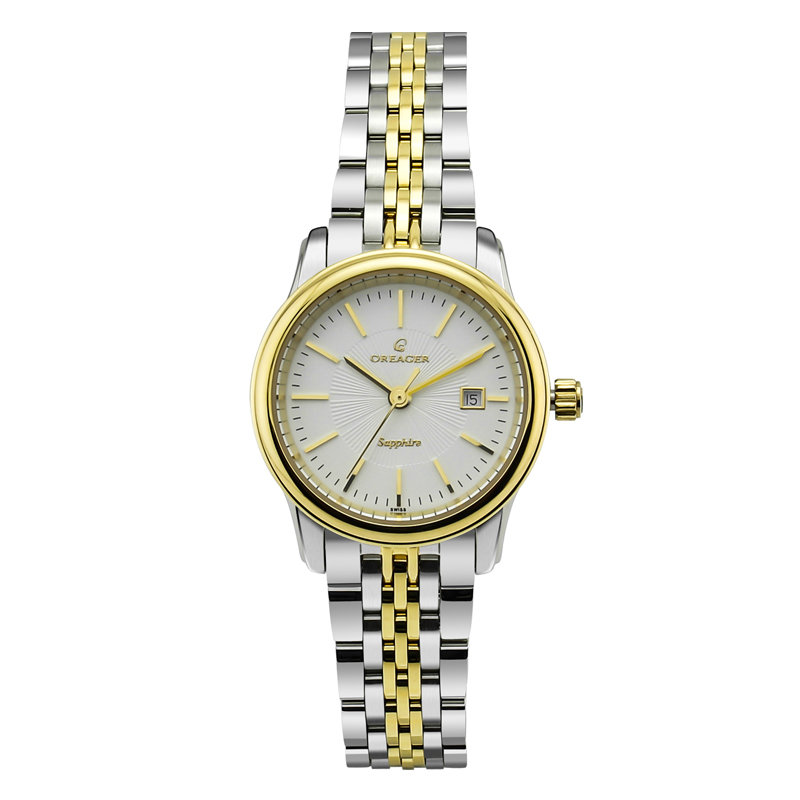 瑞士品牌表oreager欧雷格瑞士手表原装进口石英机芯间金日历钢带情侣