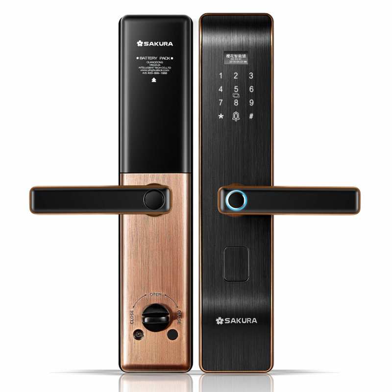 樱花锁业指纹锁dz8021红古铜