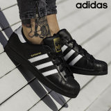 【亚力士】Adidas/阿迪达斯 三叶草贝壳头板鞋Originals superstar 黑白金标 男女鞋 B23642(黑色B23642 36)