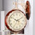 汉时欧式客厅轻奢装饰双面钟实木静音挂钟创意时尚石英钟表 HDS21(棕色大号)