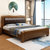 吉木多 橡胶木实木床1.8米现代中式软包床1.5米主卧双人床(1.8*2米胡桃色 床+床头柜*2)